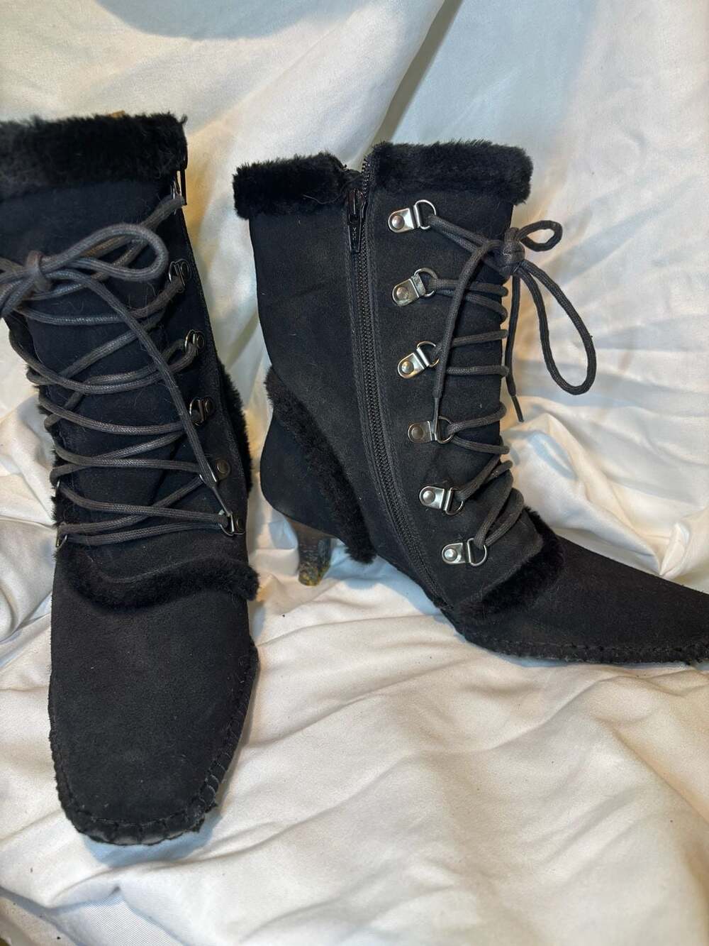 Peerage Viola Women's Fleece Lined Suede Lace-Up Dress Boots with Kitten Heel